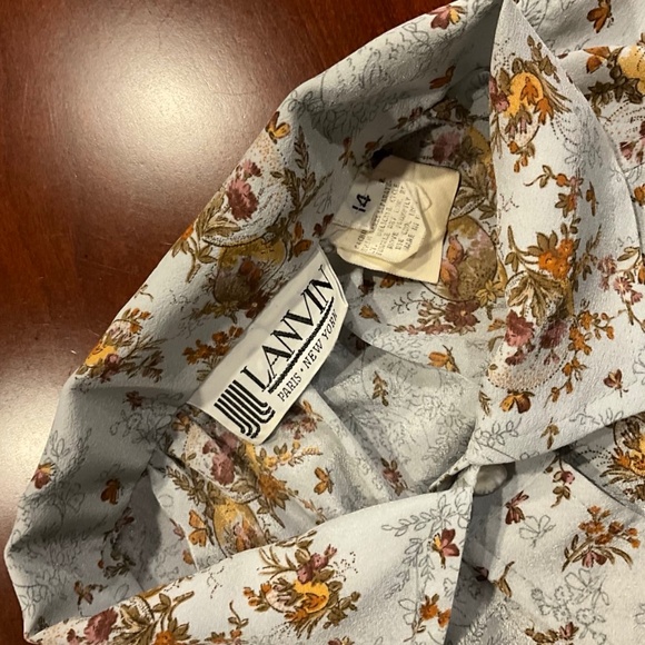 Designer Vintage 1970’s Lanvin flower print midi/maxi dress size 14 - Picture 9 of 11